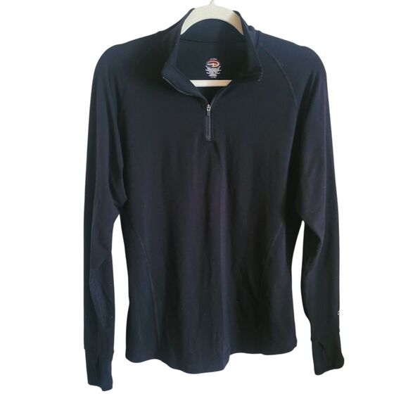 Duofold Wool Blend 1/4 Zip Shirt Women's Size XL Black Base Layer Hiking Skiing - Picture 1 of 7